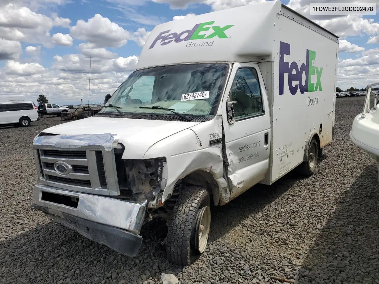 2016 Ford Econoline E350 Super Duty Cutaway Van VIN: 1FDWE3FL2GDC02478 Lot: 62743745