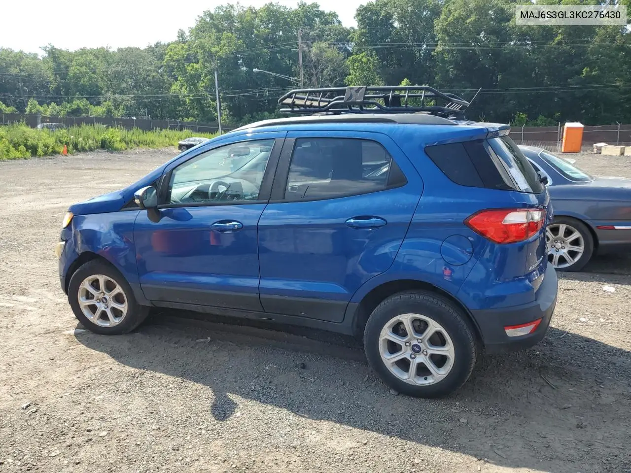 2019 Ford Ecosport Se VIN: MAJ6S3GL3KC276430 Lot: 62683535
