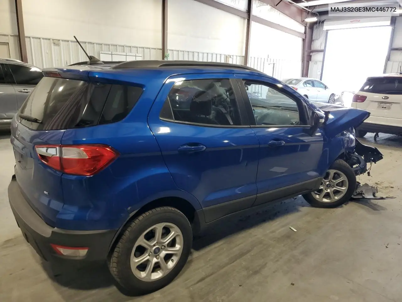 2021 Ford Ecosport Se VIN: MAJ3S2GE3MC446772 Lot: 62092305