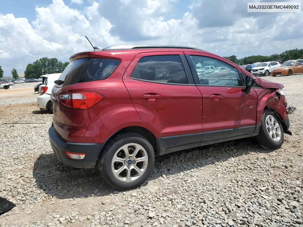 2021 Ford Ecosport Se VIN: MAJ3S2GE7MC449092 Lot: 62595175