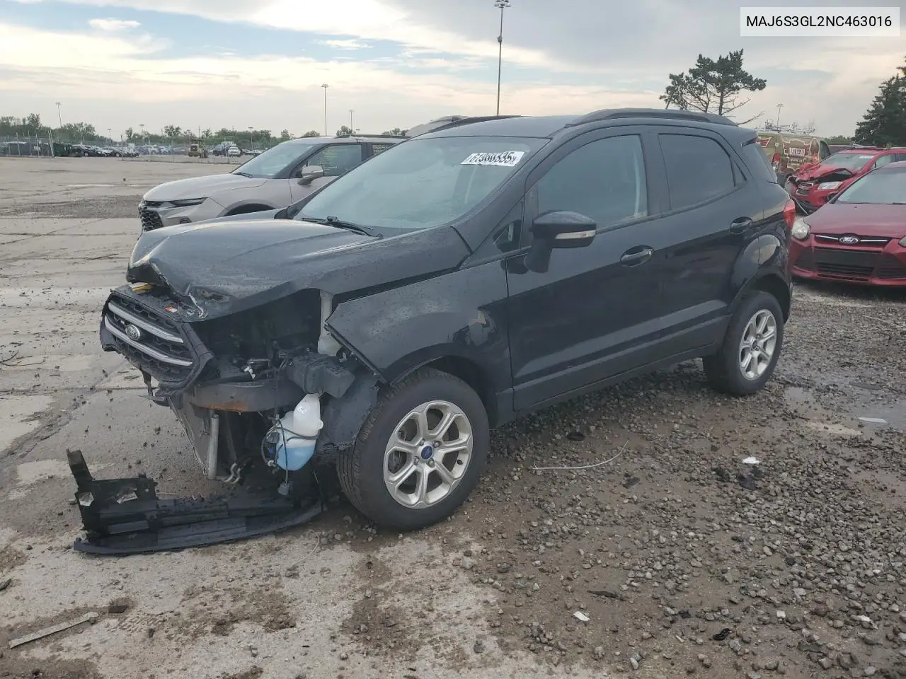 2022 Ford Ecosport Se VIN: MAJ6S3GL2NC463016 Lot: 61960335