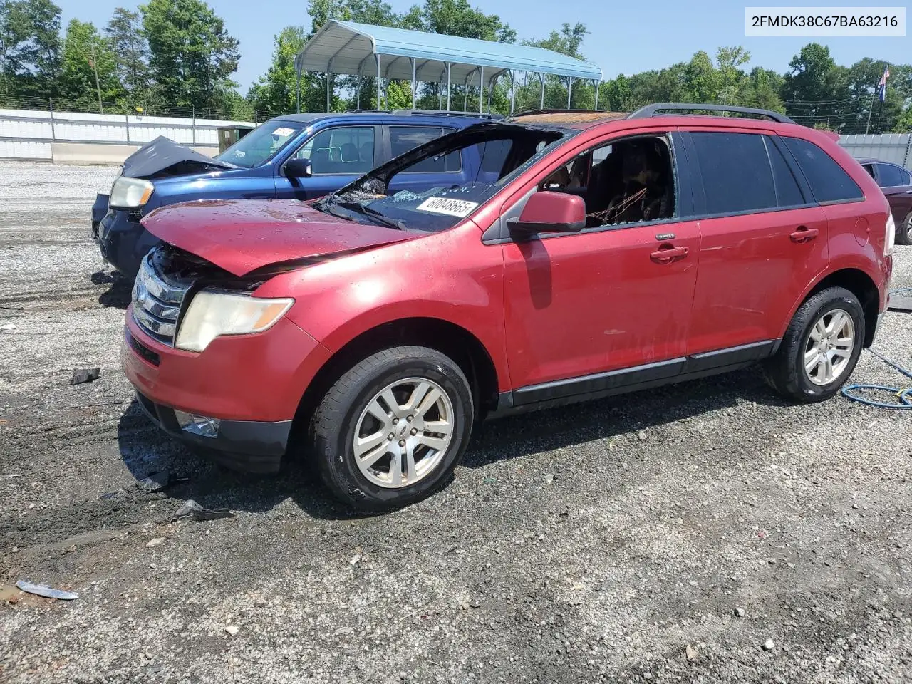 2007 Ford Edge Sel VIN: 2FMDK38C67BA63216 Lot: 60048665