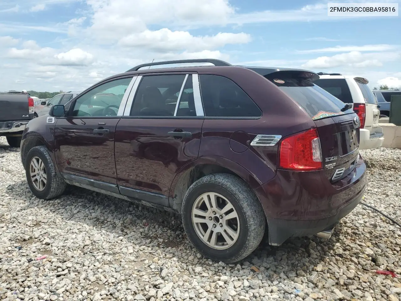 2011 Ford Edge Se VIN: 2FMDK3GC0BBA95816 Lot: 64290735