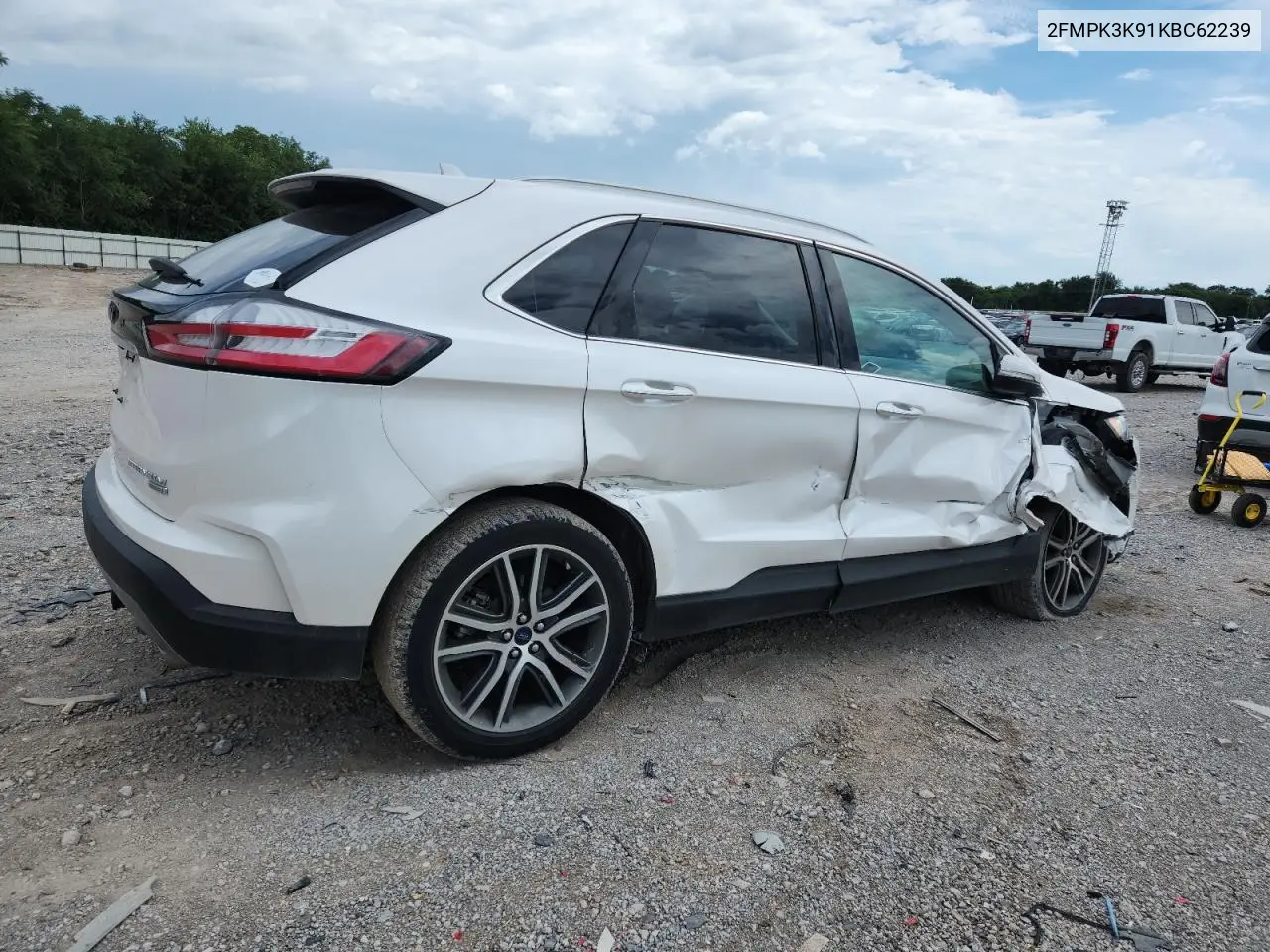 2019 Ford Edge Titanium VIN: 2FMPK3K91KBC62239 Lot: 62662245