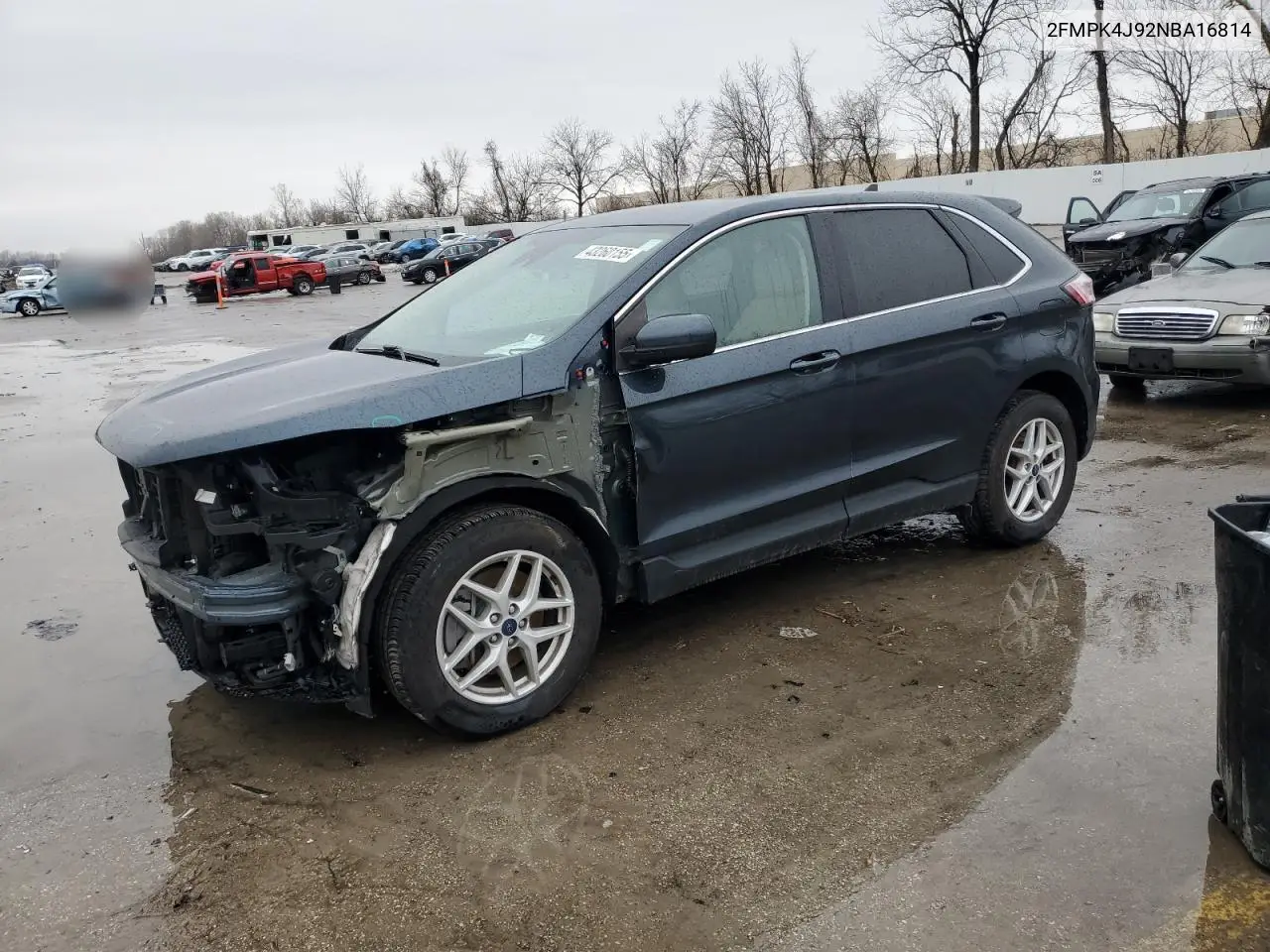 2022 Ford Edge Sel VIN: 2FMPK4J92NBA16814 Lot: 43260155