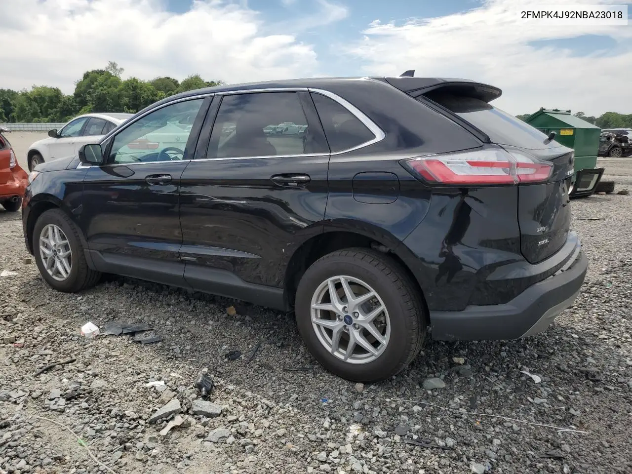 2022 Ford Edge Sel VIN: 2FMPK4J92NBA23018 Lot: 62130415