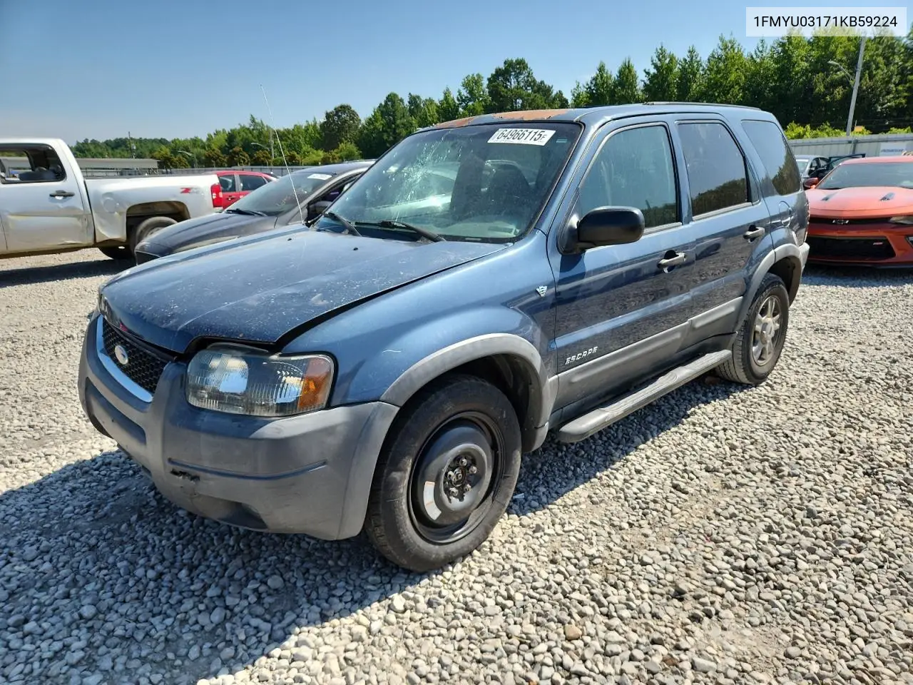 2001 Ford Escape Xlt VIN: 1FMYU03171KB59224 Lot: 64966115