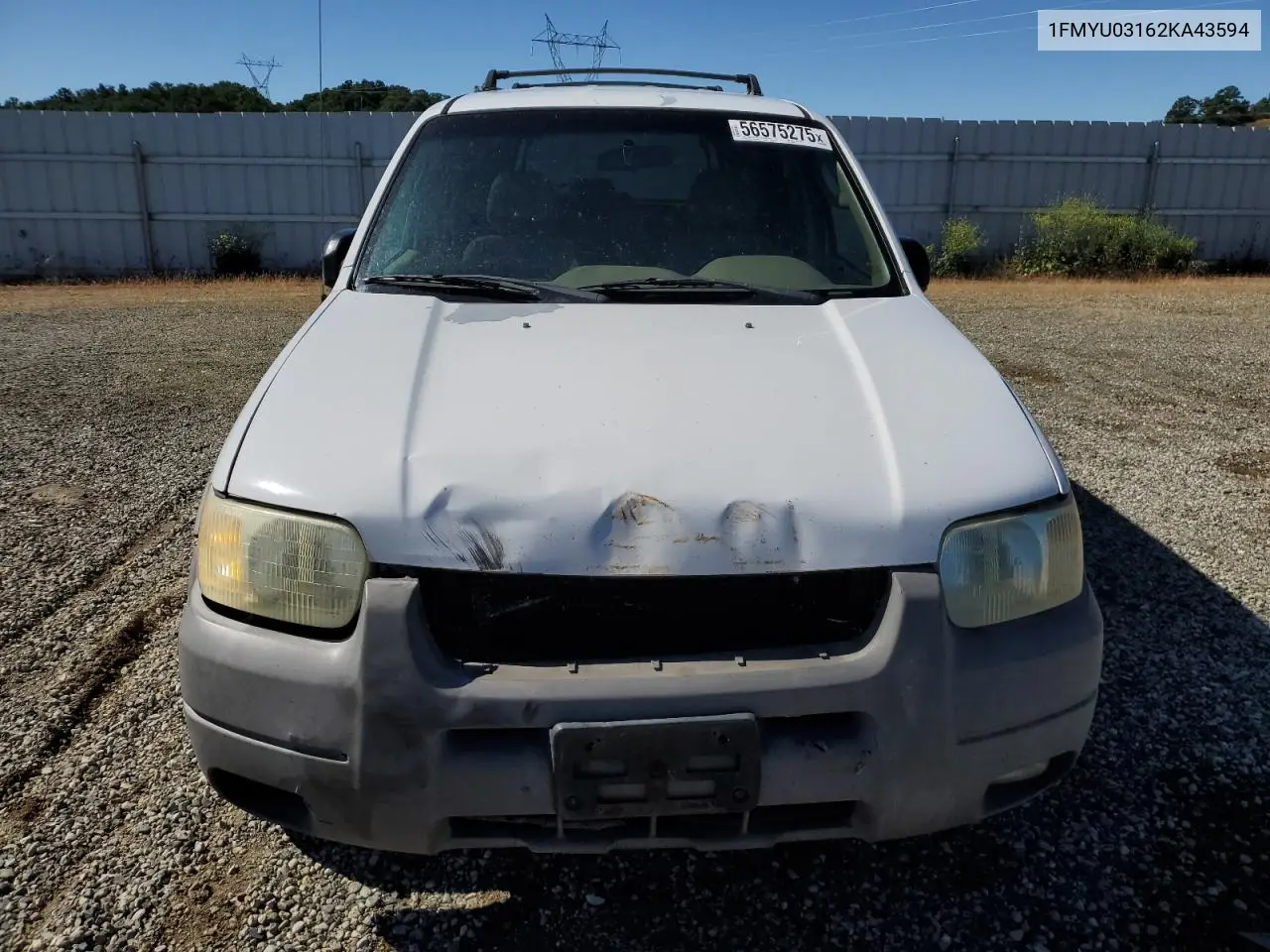 2002 Ford Escape Xlt VIN: 1FMYU03162KA43594 Lot: 56575275