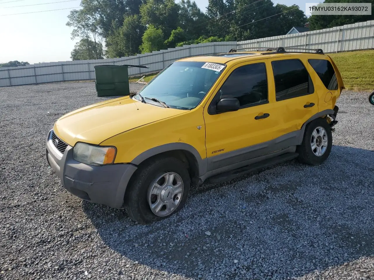 2002 Ford Escape Xlt VIN: 1FMYU03162KA93072 Lot: 61803365