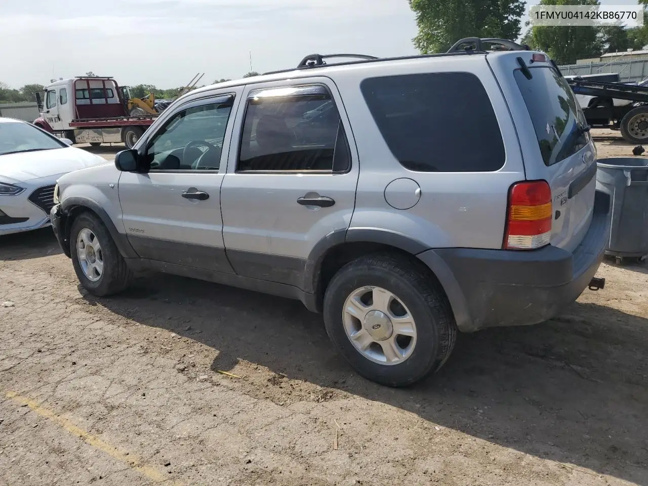 2002 Ford Escape Xlt VIN: 1FMYU04142KB86770 Lot: 65174325