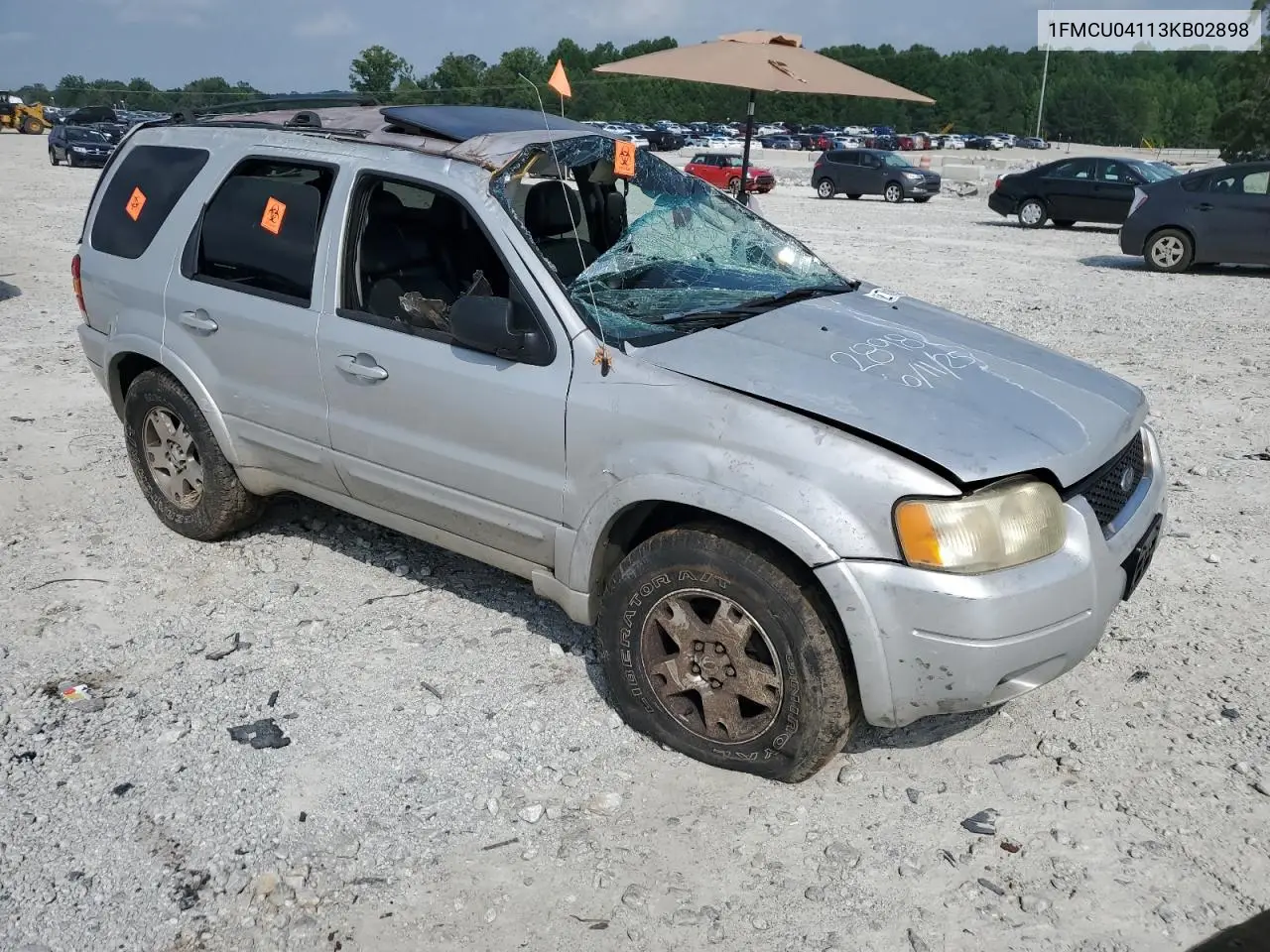 2003 Ford Escape Limited VIN: 1FMCU04113KB02898 Lot: 62701985