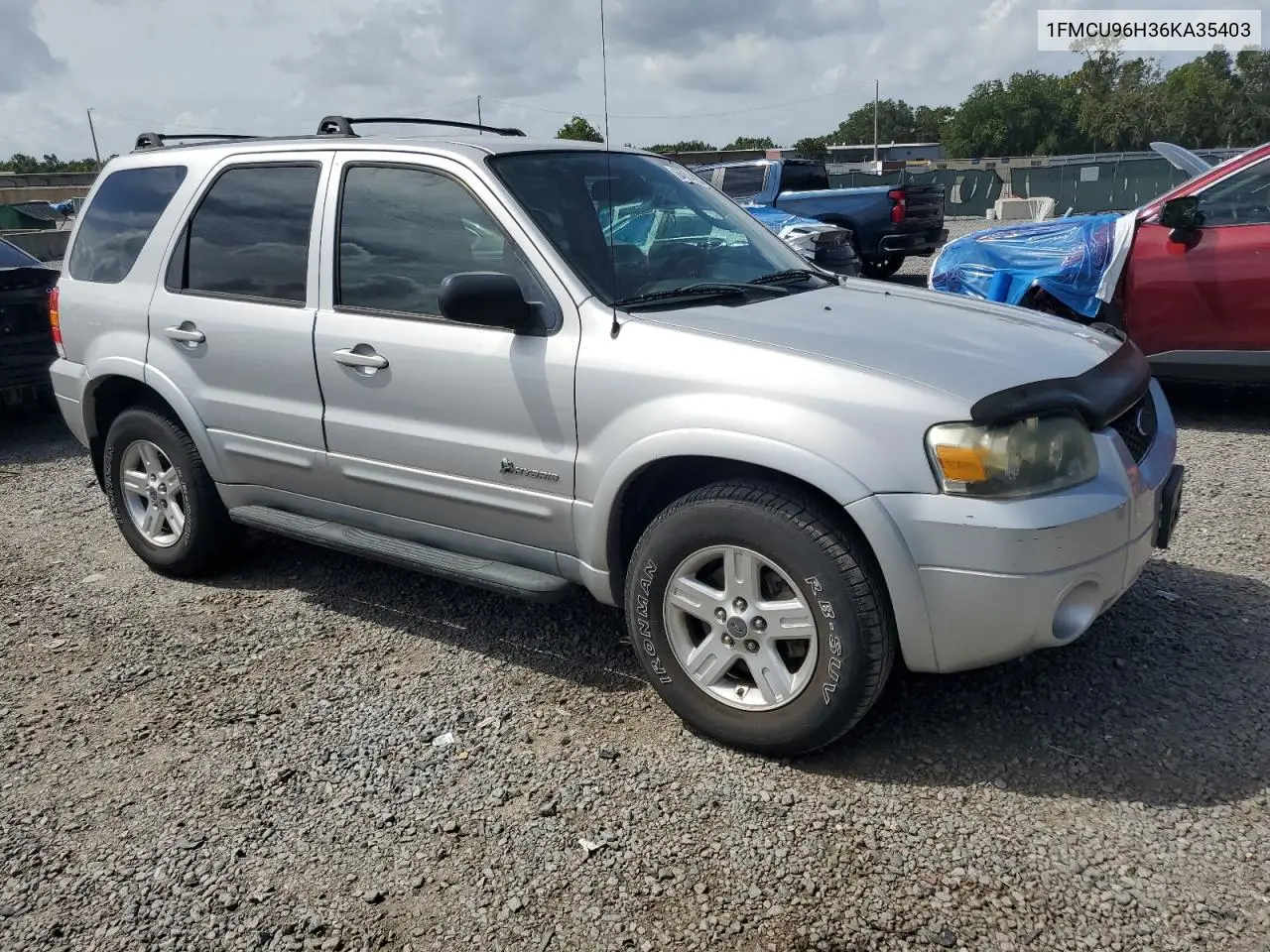 2006 Ford Escape Hev VIN: 1FMCU96H36KA35403 Lot: 65374705