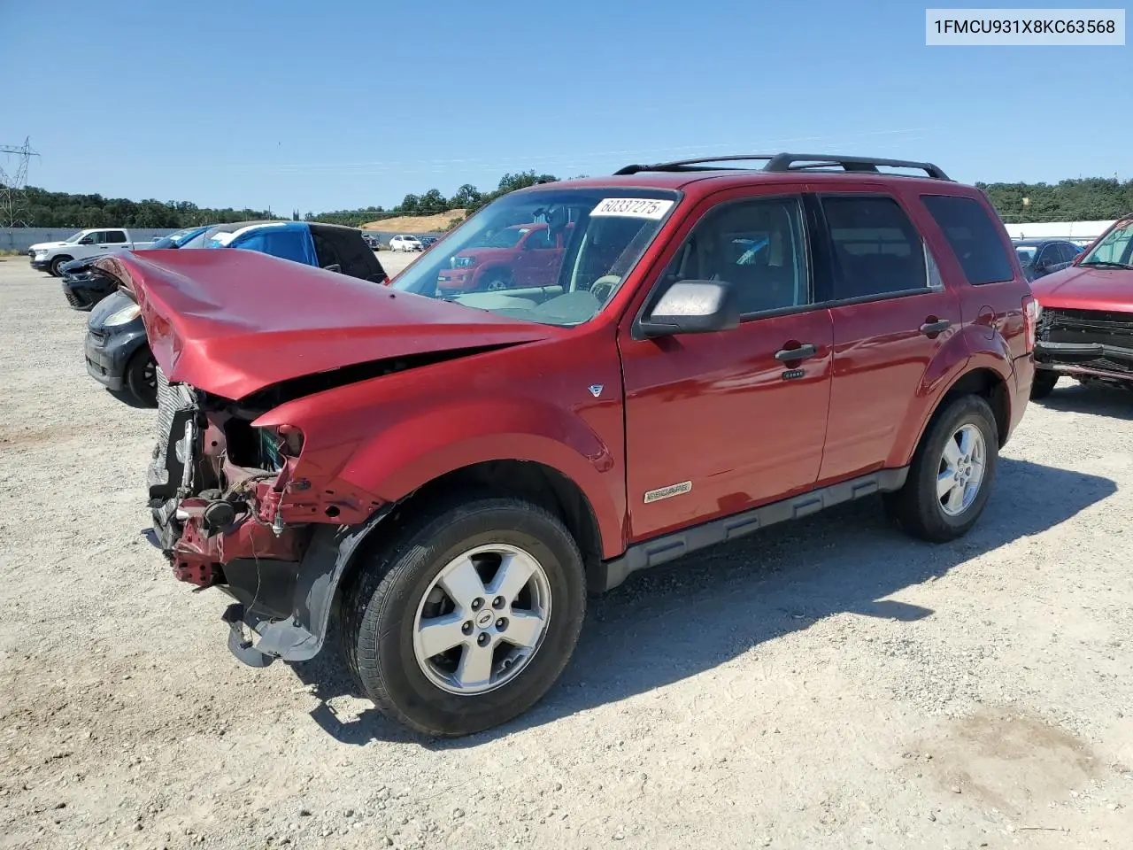 2008 Ford Escape Xlt VIN: 1FMCU931X8KC63568 Lot: 60337275