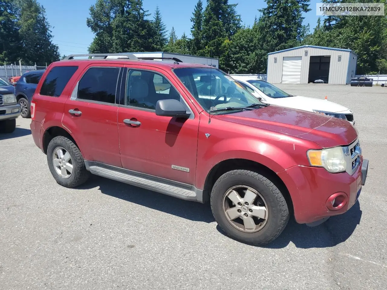 2008 Ford Escape Xlt VIN: 1FMCU93128KA72839 Lot: 63145615