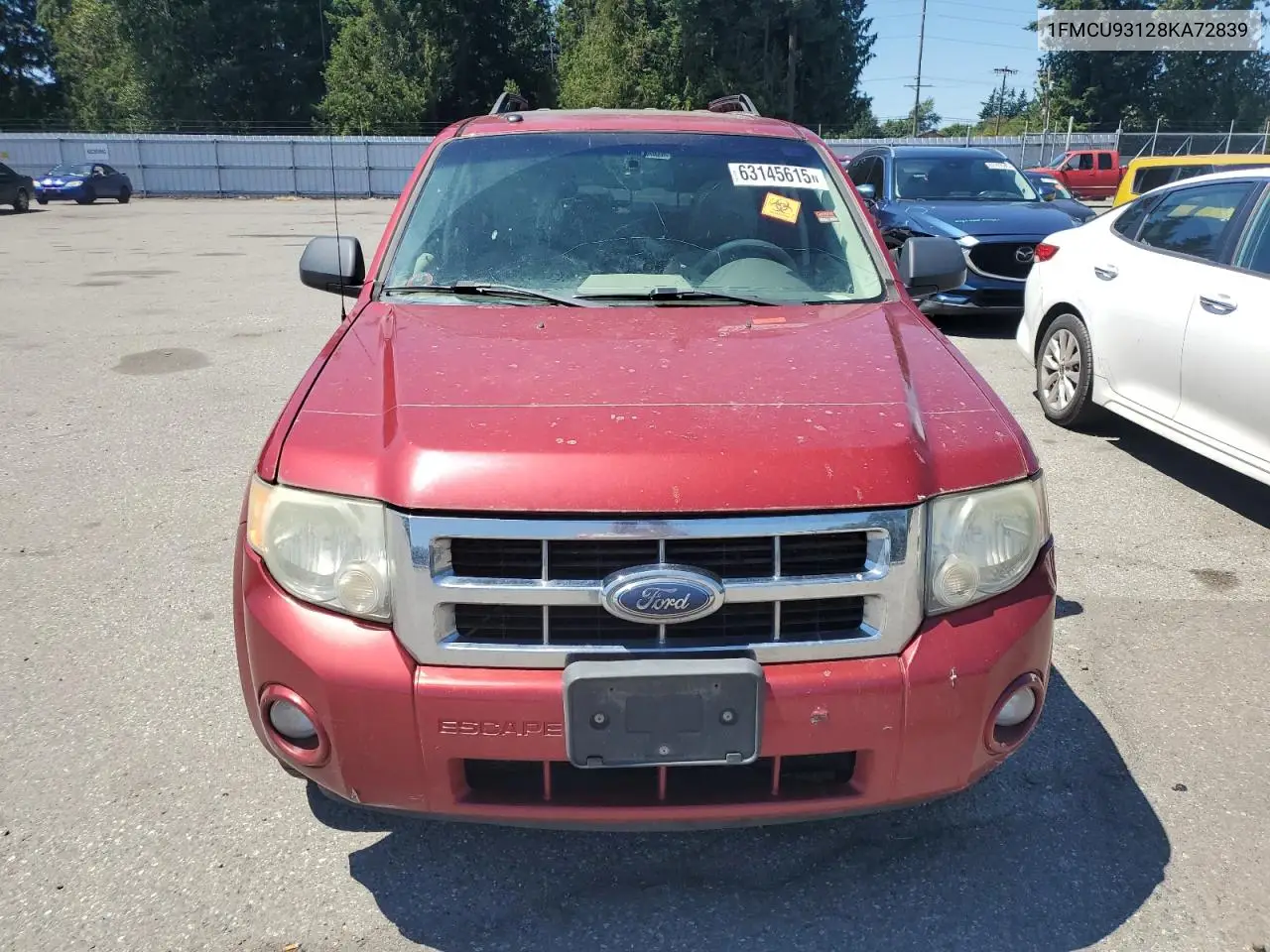 2008 Ford Escape Xlt VIN: 1FMCU93128KA72839 Lot: 63145615