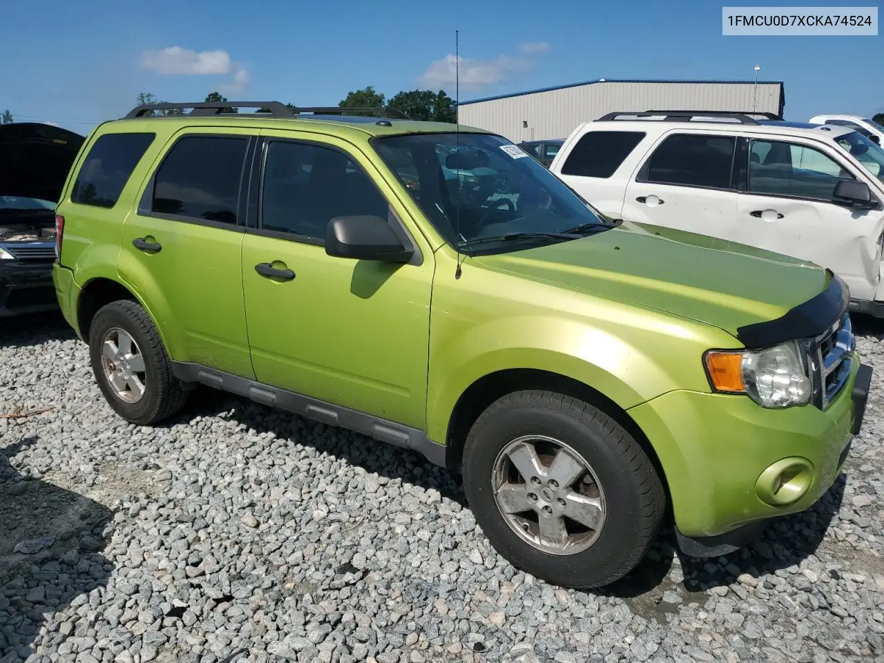 2012 Ford Escape Xlt VIN: 1FMCU0D7XCKA74524 Lot: 62763815