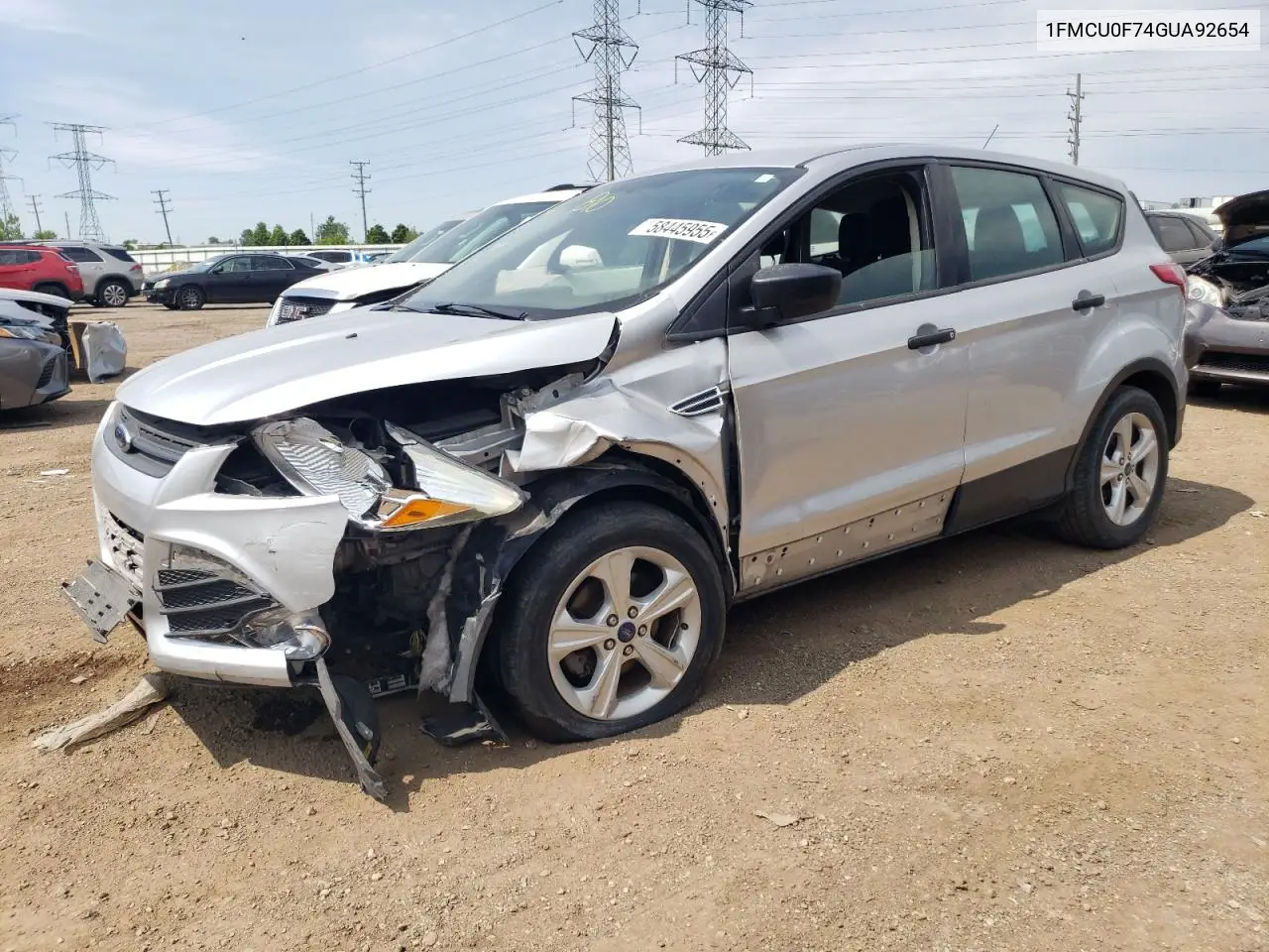 2016 Ford Escape S VIN: 1FMCU0F74GUA92654 Lot: 58445955