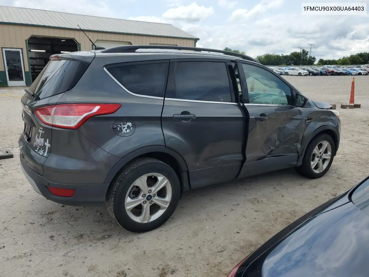 2016 Ford Escape Se VIN: 1FMCU9GX0GUA64403 Lot: 62922625