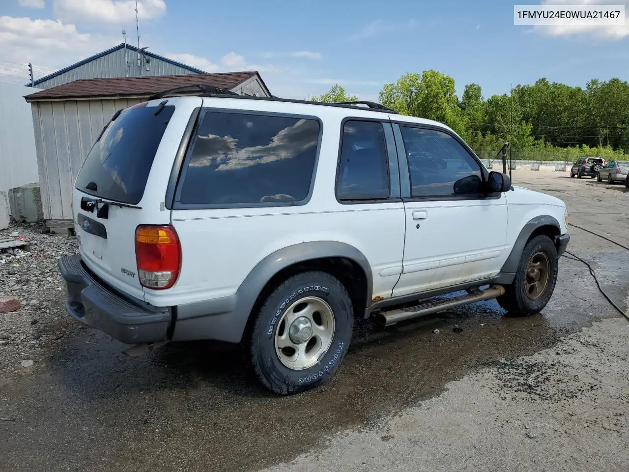 1998 Ford Explorer VIN: 1FMYU24E0WUA21467 Lot: 62865095