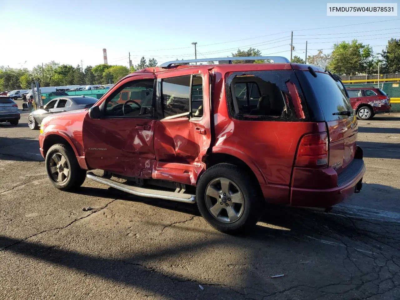 2004 Ford Explorer Limited VIN: 1FMDU75W04UB78531 Lot: 56598935