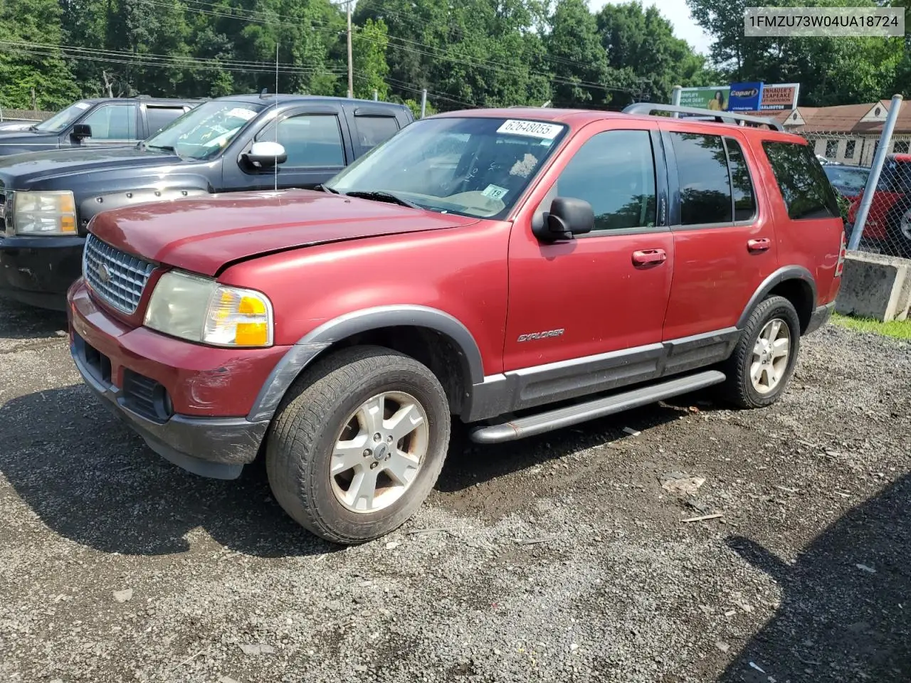 2004 Ford Explorer Xlt VIN: 1FMZU73W04UA18724 Lot: 62648055