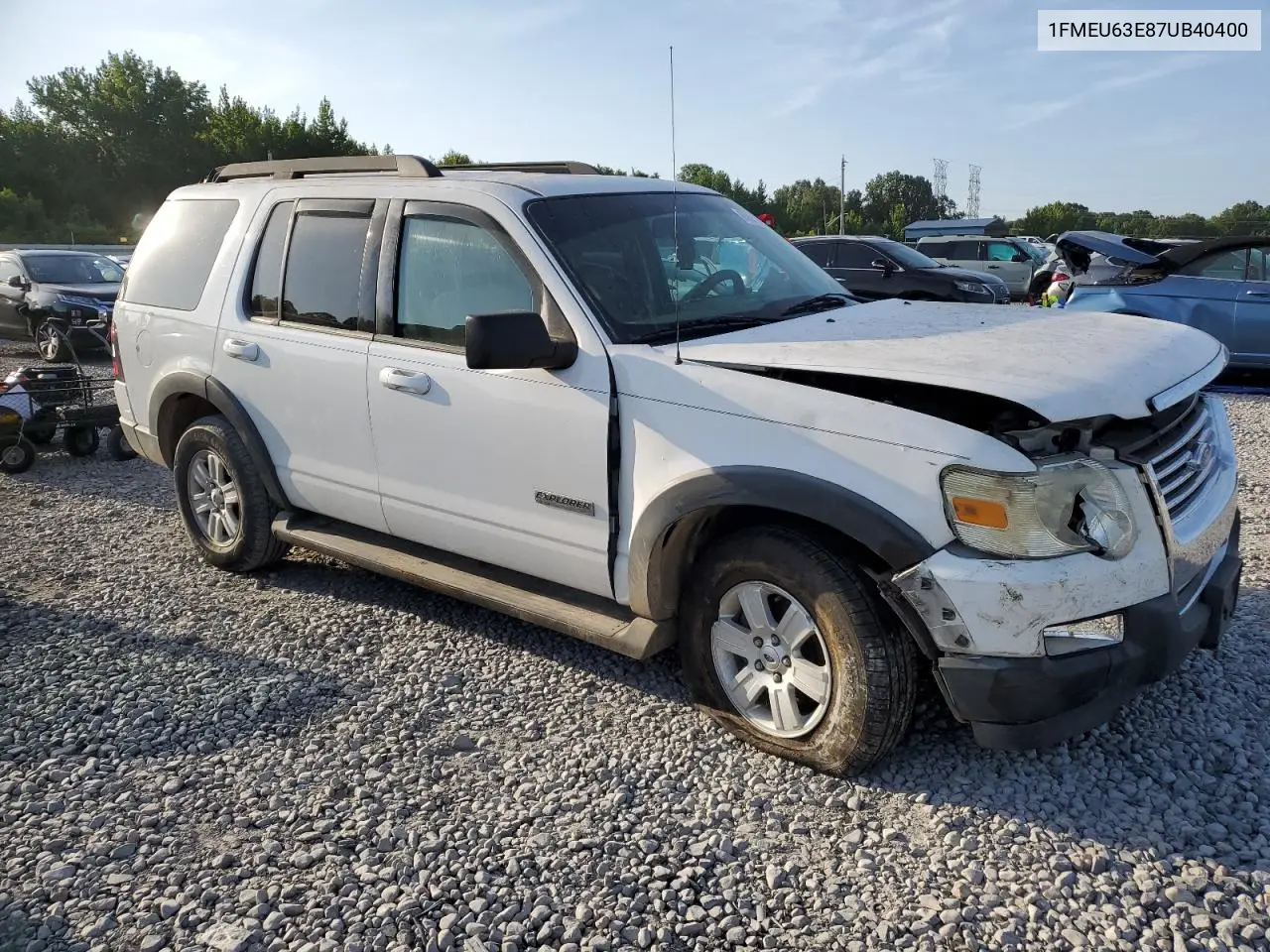 2007 Ford Explorer Xlt VIN: 1FMEU63E87UB40400 Lot: 65801265