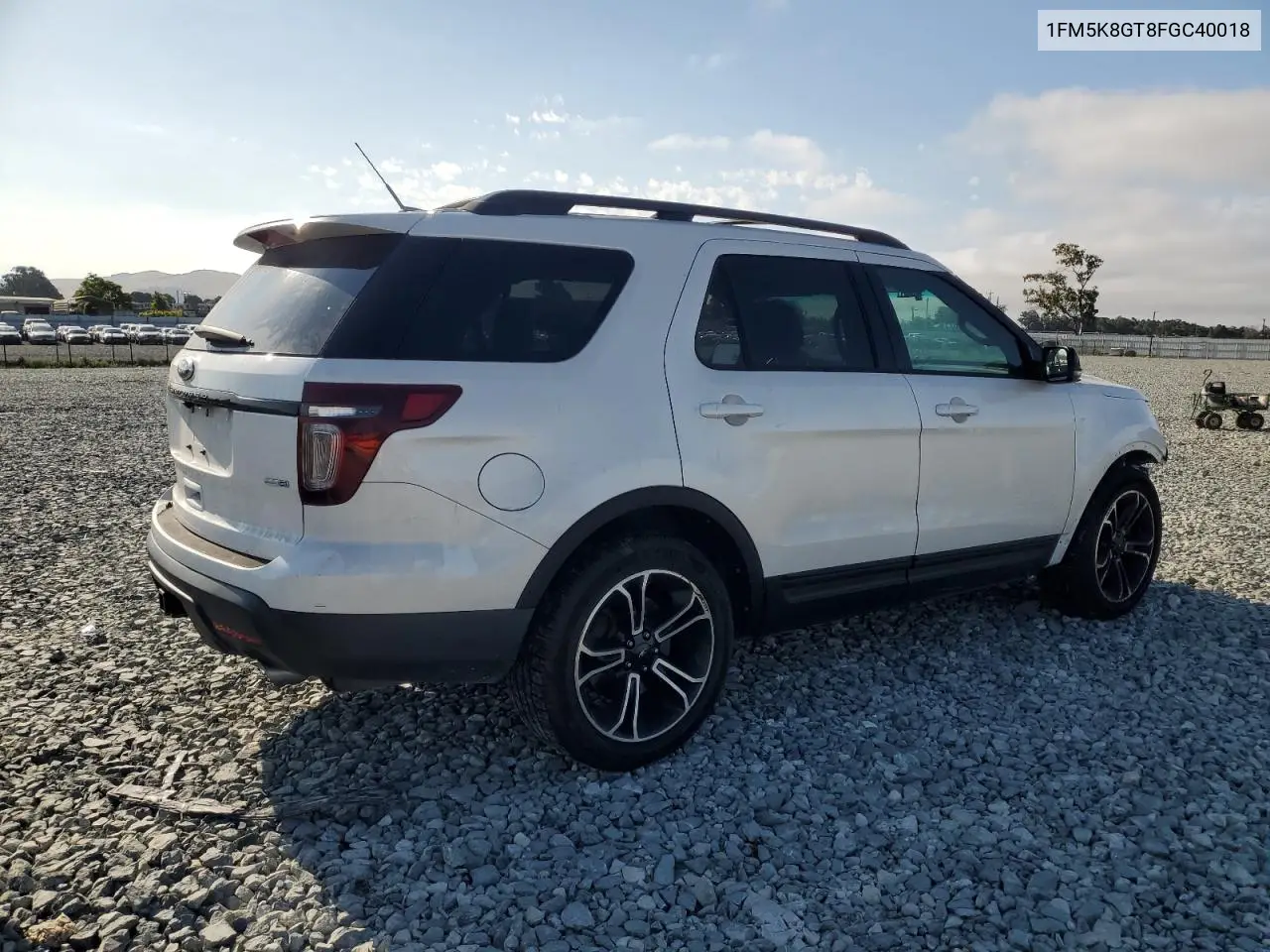 2015 Ford Explorer Sport VIN: 1FM5K8GT8FGC40018 Lot: 62471265
