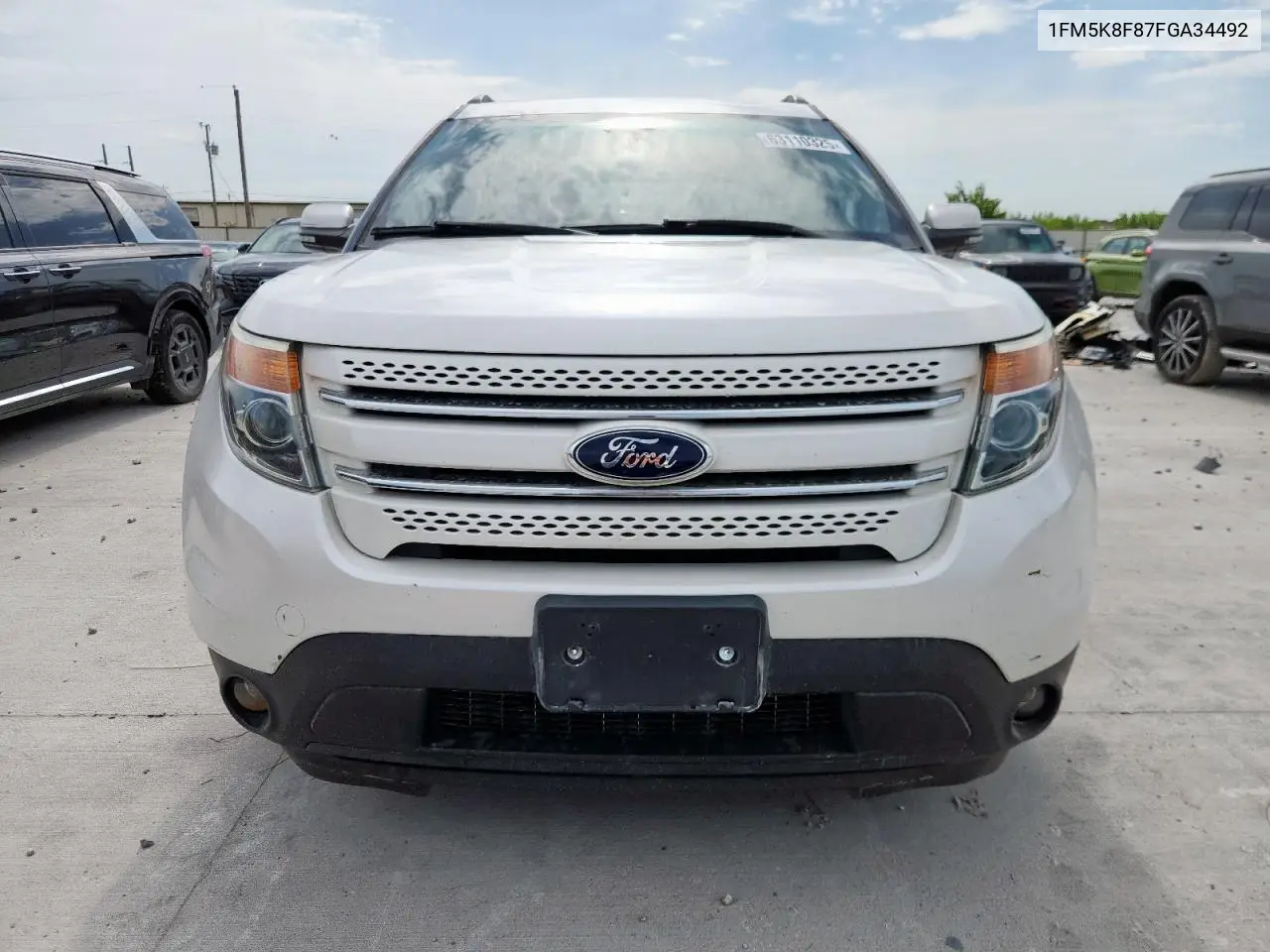 2015 Ford Explorer Limited VIN: 1FM5K8F87FGA34492 Lot: 63110325