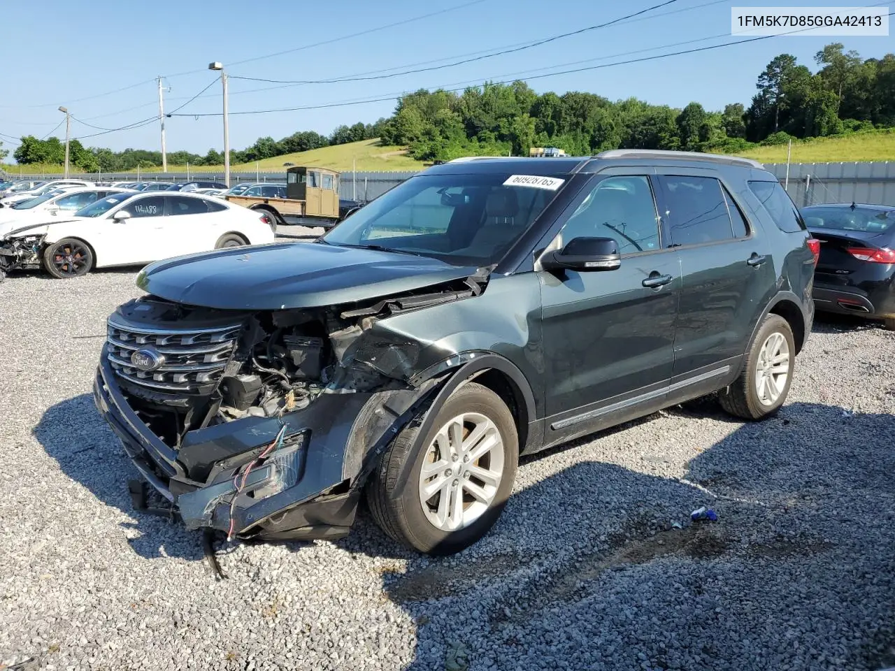 2016 Ford Explorer Xlt VIN: 1FM5K7D85GGA42413 Lot: 60928765