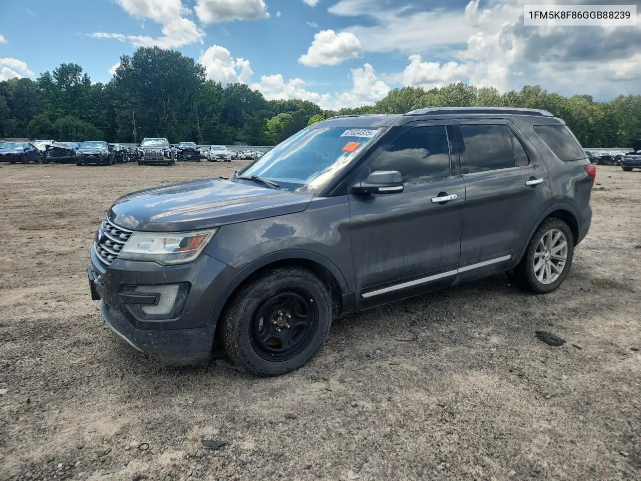 2016 Ford Explorer Limited VIN: 1FM5K8F86GGB88239 Lot: 61654335