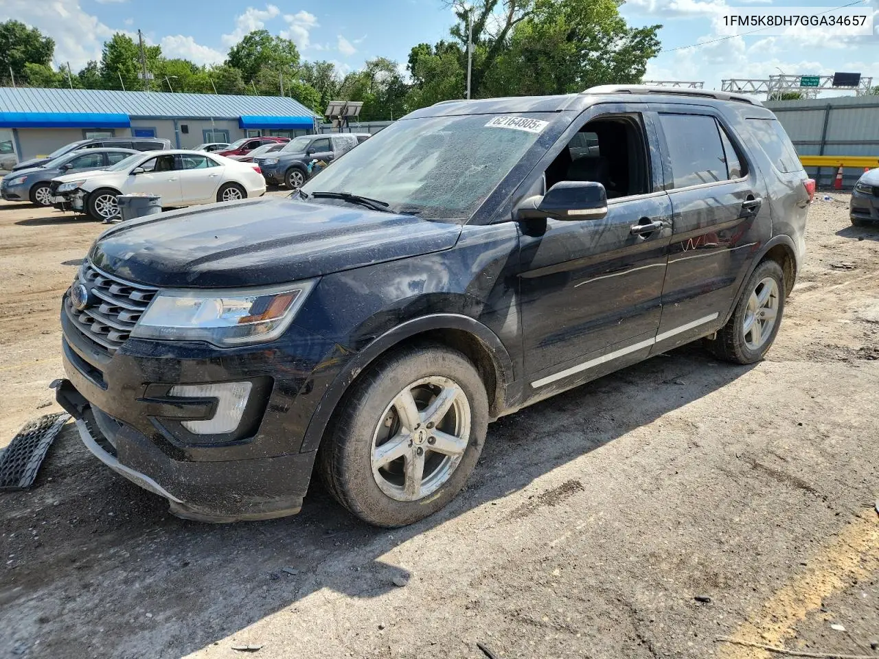 2016 Ford Explorer Xlt VIN: 1FM5K8DH7GGA34657 Lot: 62164805