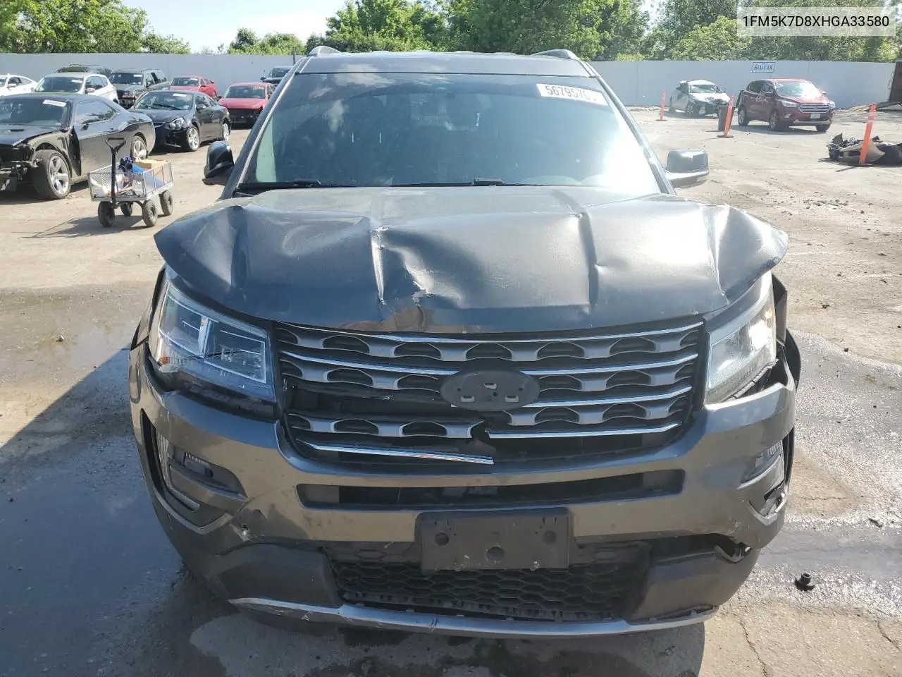2017 Ford Explorer Xlt VIN: 1FM5K7D8XHGA33580 Lot: 56795705