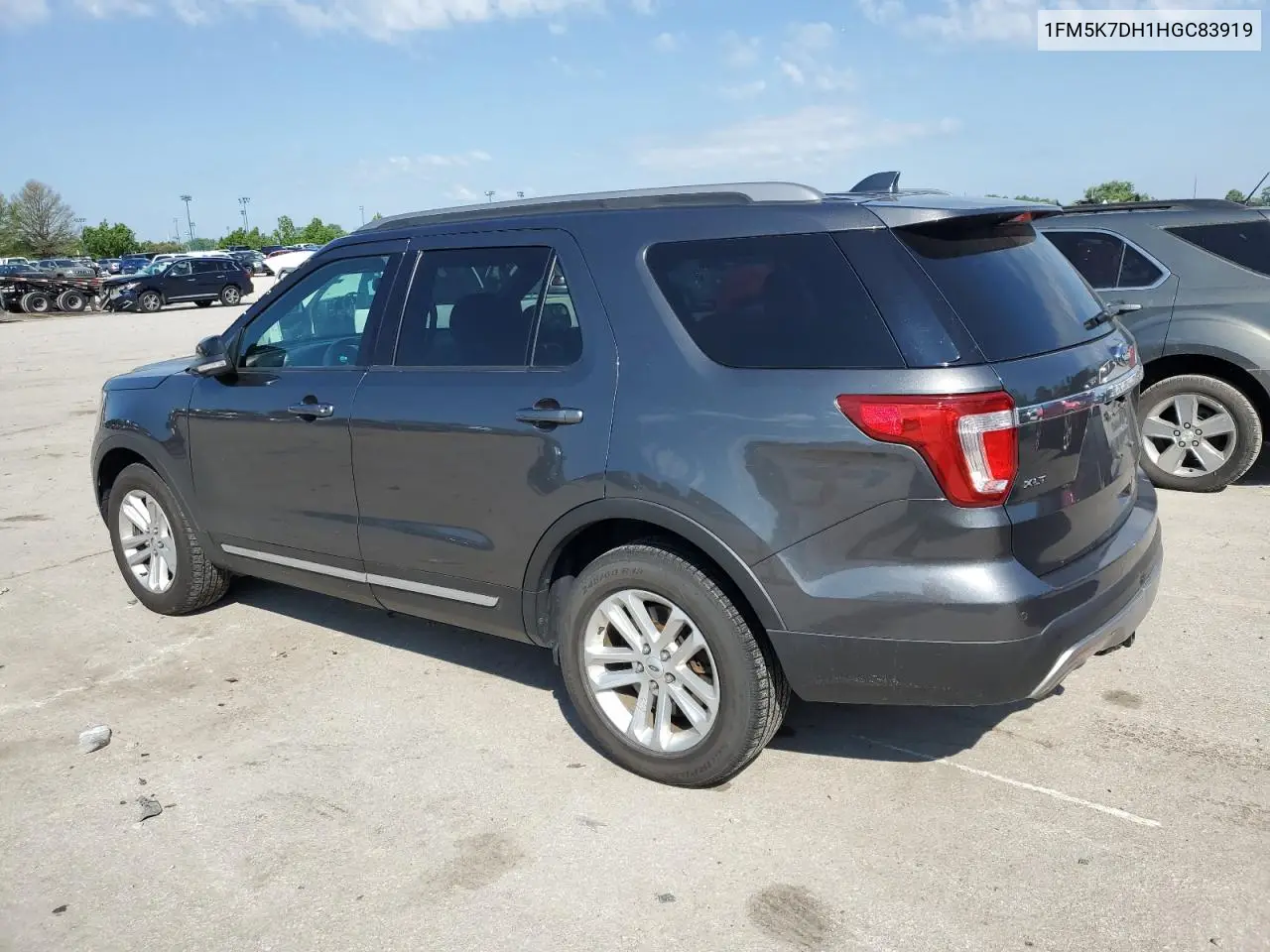 2017 Ford Explorer Xlt VIN: 1FM5K7DH1HGC83919 Lot: 57084505