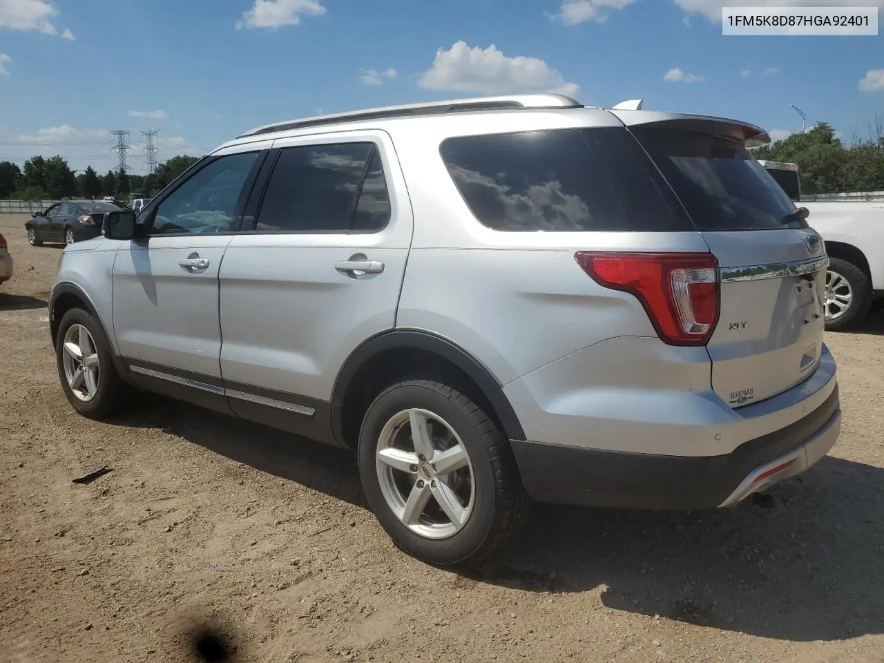 2017 Ford Explorer Xlt VIN: 1FM5K8D87HGA92401 Lot: 63011155
