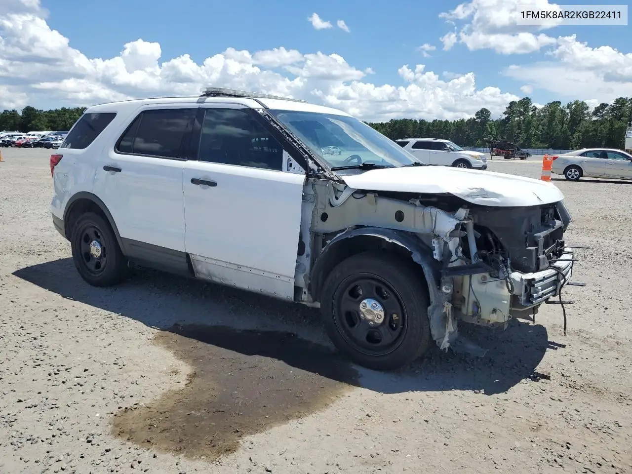 2019 Ford Explorer Police Interceptor VIN: 1FM5K8AR2KGB22411 Lot: 61410735