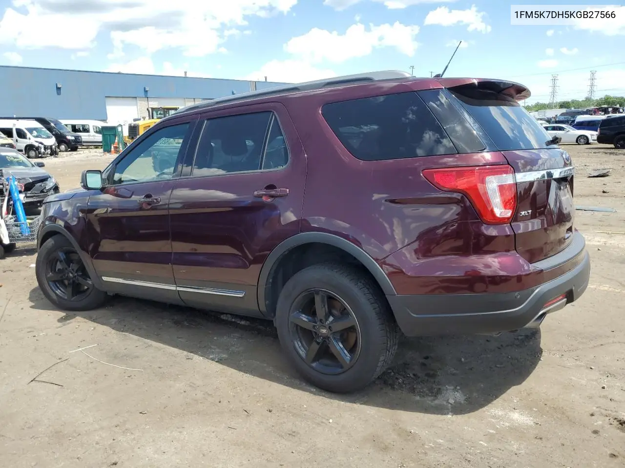 2019 Ford Explorer Xlt VIN: 1FM5K7DH5KGB27566 Lot: 62819245