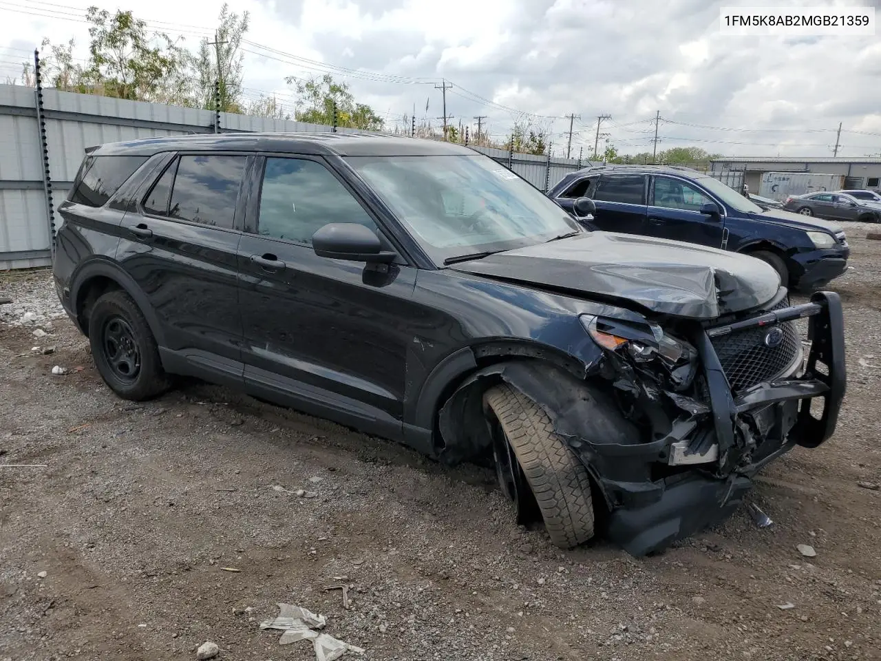 2021 Ford Explorer Police Interceptor VIN: 1FM5K8AB2MGB21359 Lot: 56767935
