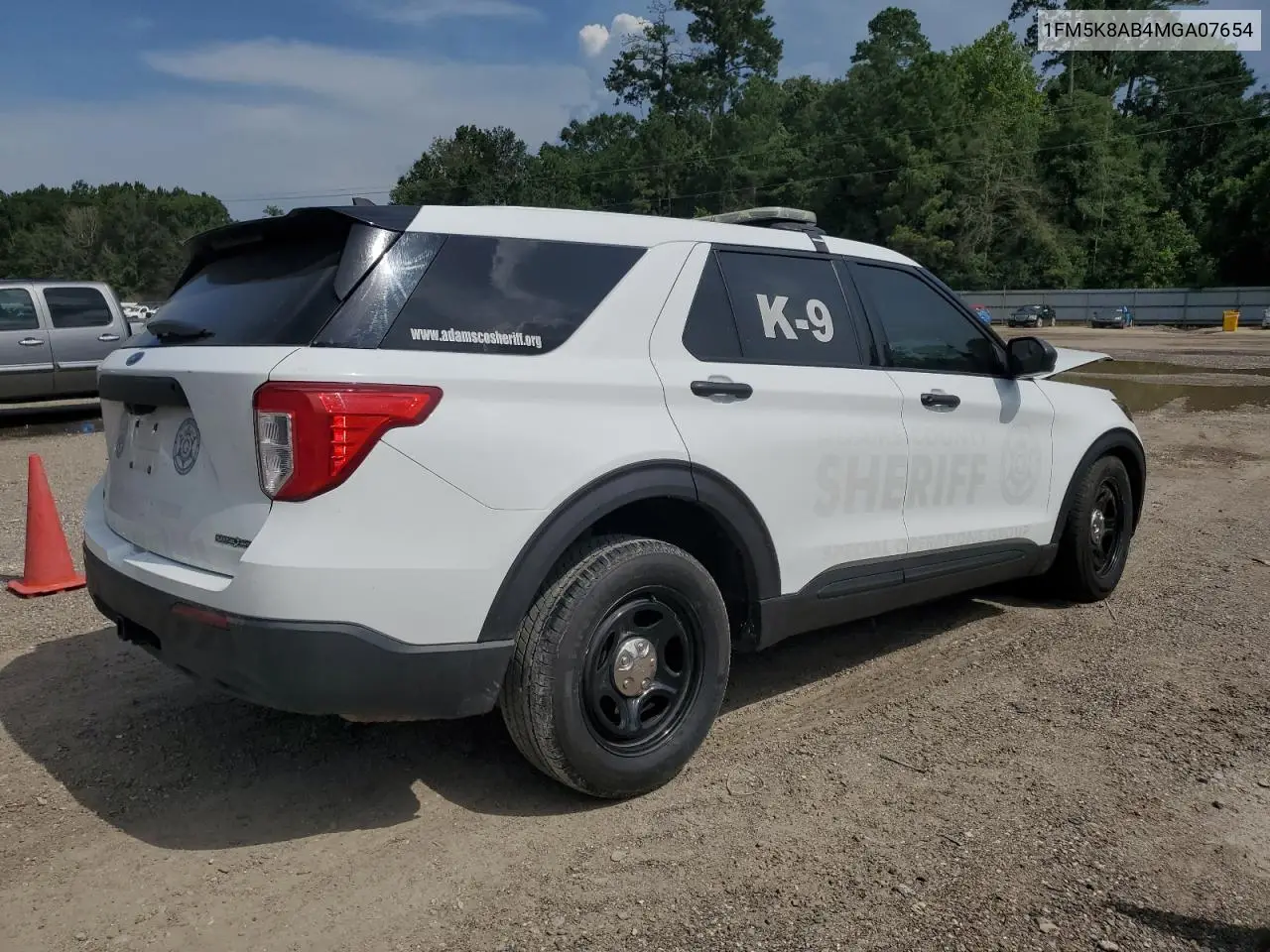 2021 Ford Explorer Police Interceptor VIN: 1FM5K8AB4MGA07654 Lot: 62015655