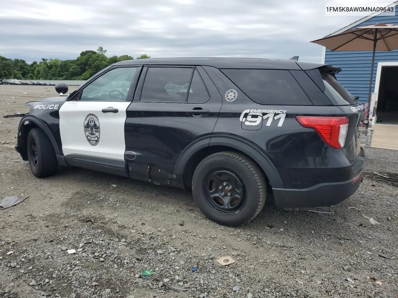 2021 Ford Explorer Police Interceptor VIN: 1FM5K8AW0MNA09643 Lot: 62646035