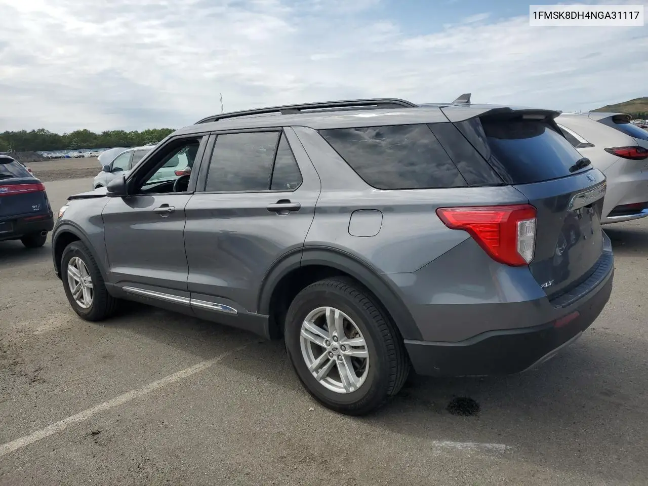 2022 Ford Explorer Xlt VIN: 1FMSK8DH4NGA31117 Lot: 62887015