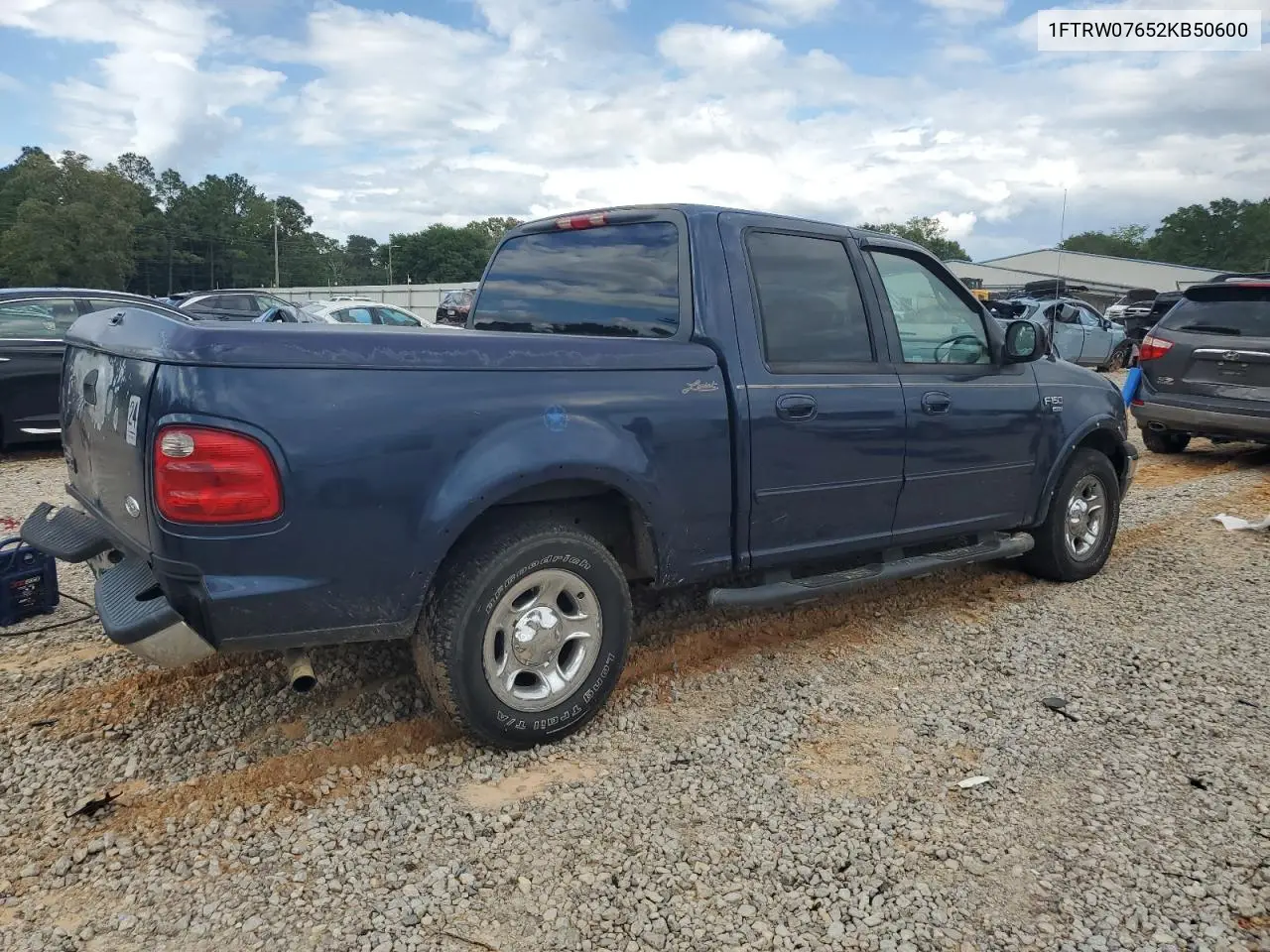2002 Ford F150 Supercrew VIN: 1FTRW07652KB50600 Lot: 56462905