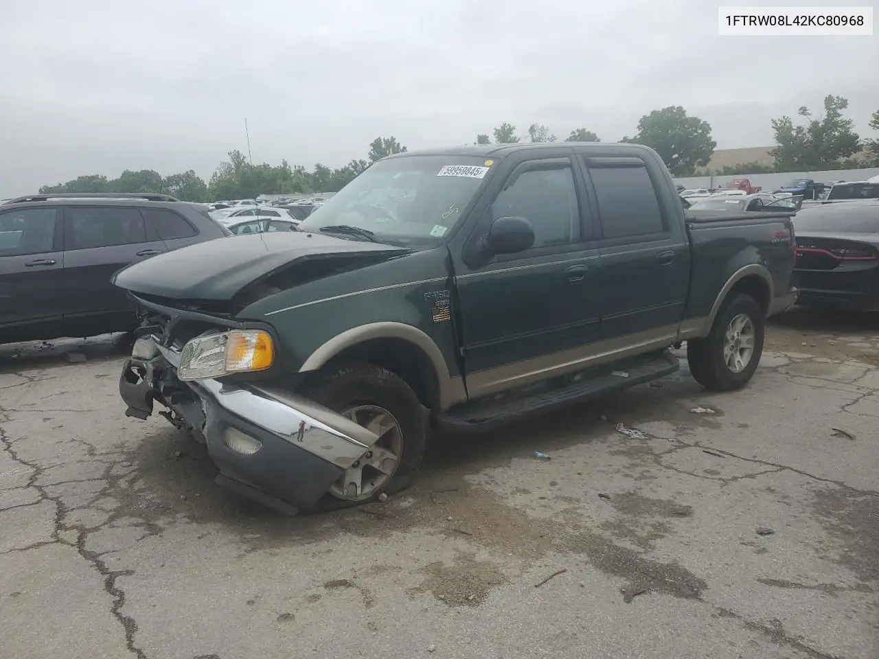 2002 Ford F150 Supercrew VIN: 1FTRW08L42KC80968 Lot: 59959845