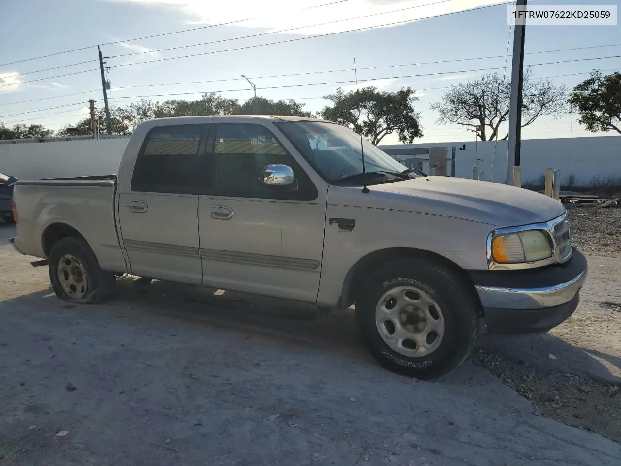 2002 Ford F150 Supercrew VIN: 1FTRW07622KD25059 Lot: 63338425