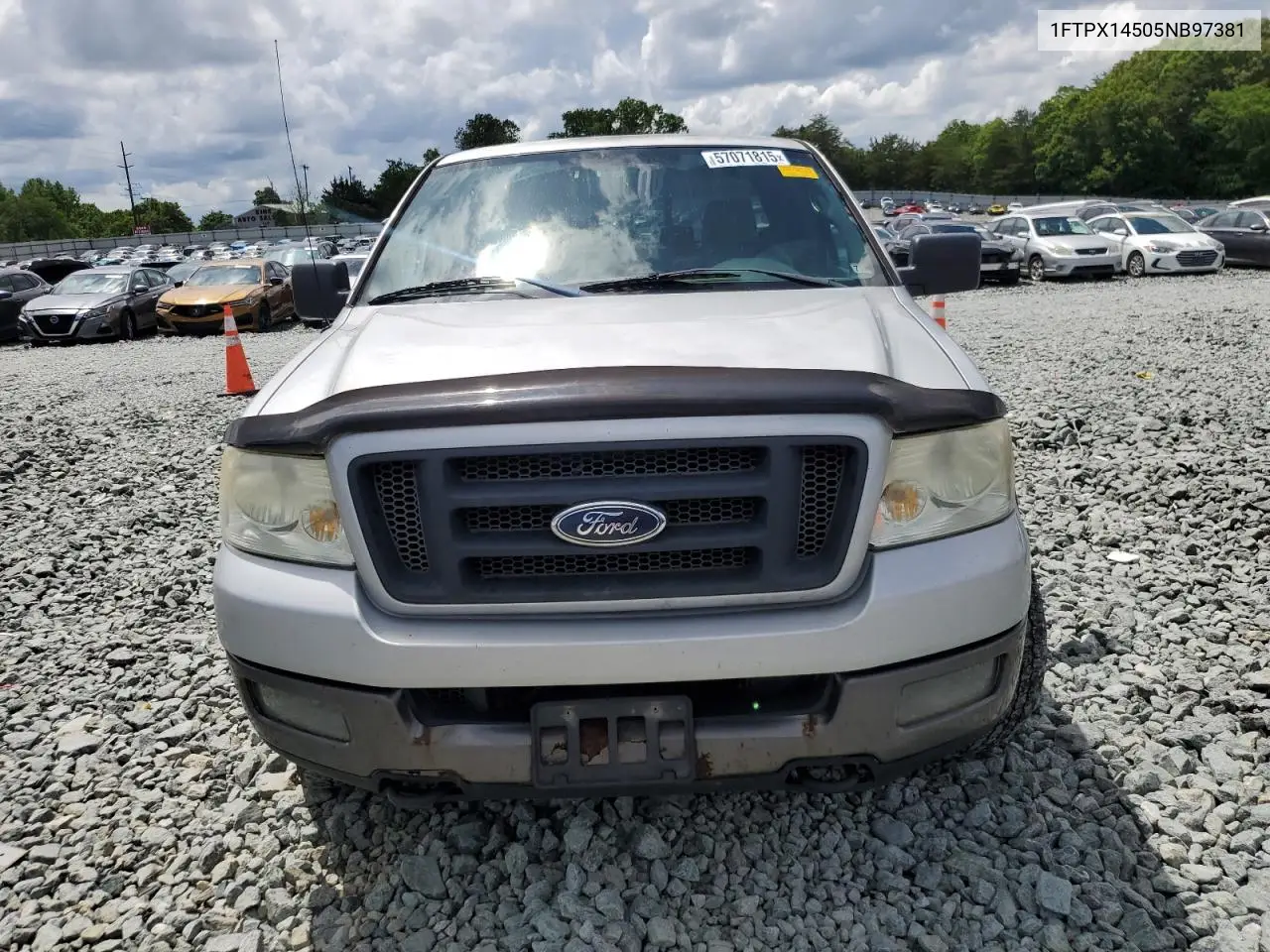 2005 Ford F150 VIN: 1FTPX14505NB97381 Lot: 57071815