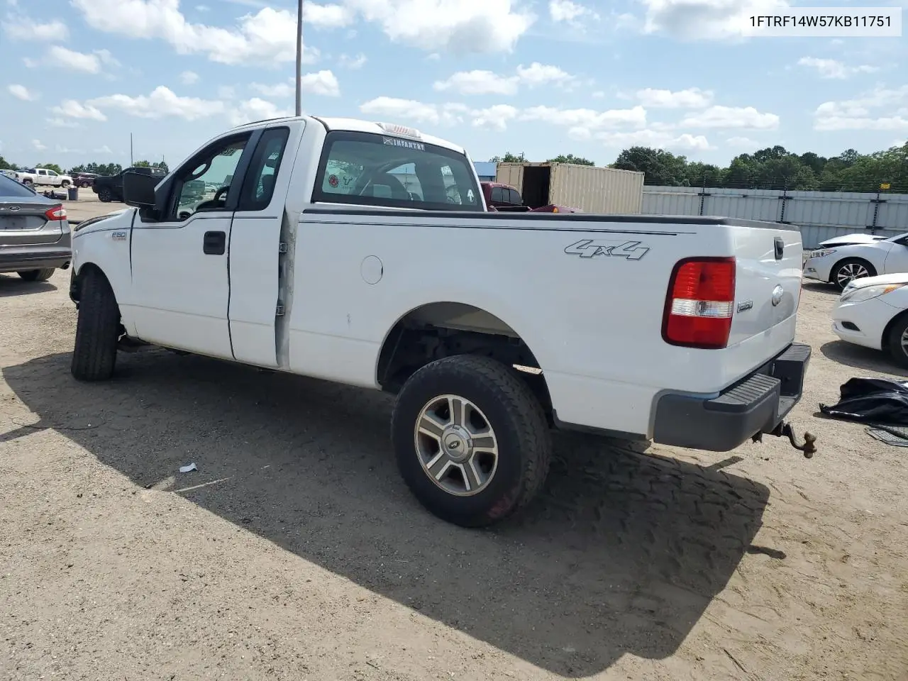 2007 Ford F150 VIN: 1FTRF14W57KB11751 Lot: 62639855