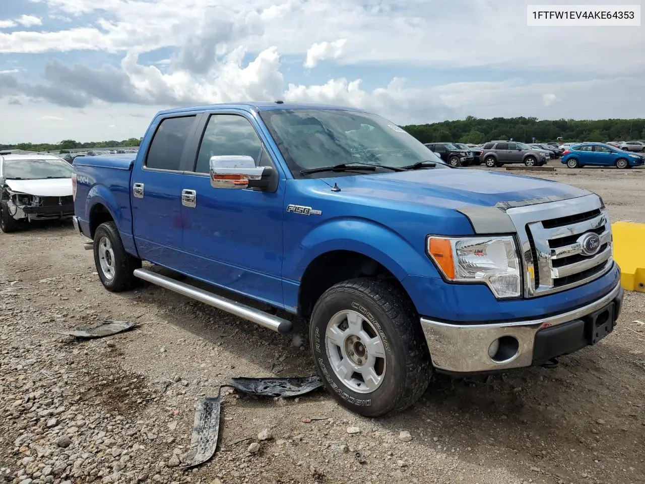 2010 Ford F150 Supercrew VIN: 1FTFW1EV4AKE64353 Lot: 62506175
