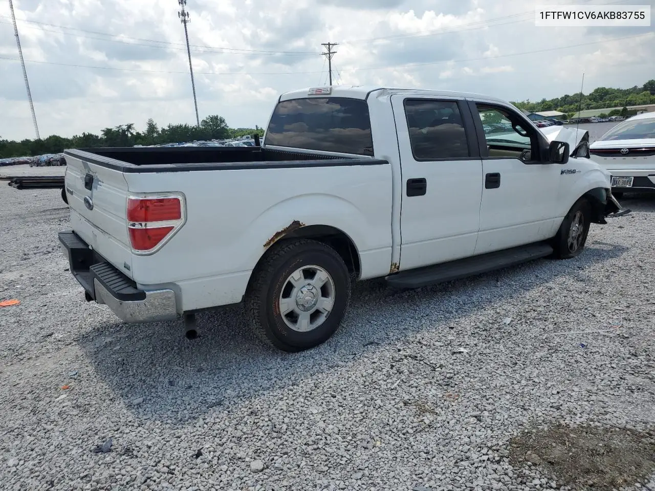 2010 Ford F150 Supercrew VIN: 1FTFW1CV6AKB83755 Lot: 62578495
