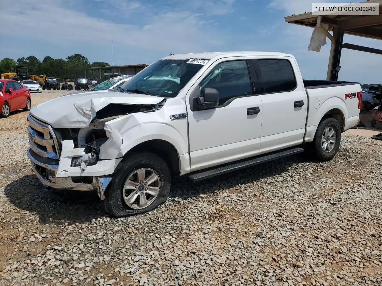 2016 Ford F150 Supercrew VIN: 1FTEW1EF0GFC00343 Lot: 56992855