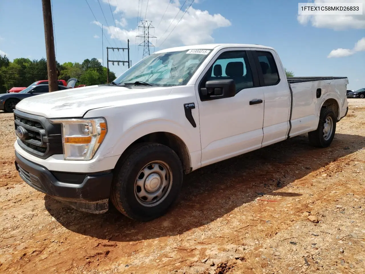 2021 Ford F150 Super Cab VIN: 1FTEX1C58MKD26833 Lot: 51986015
