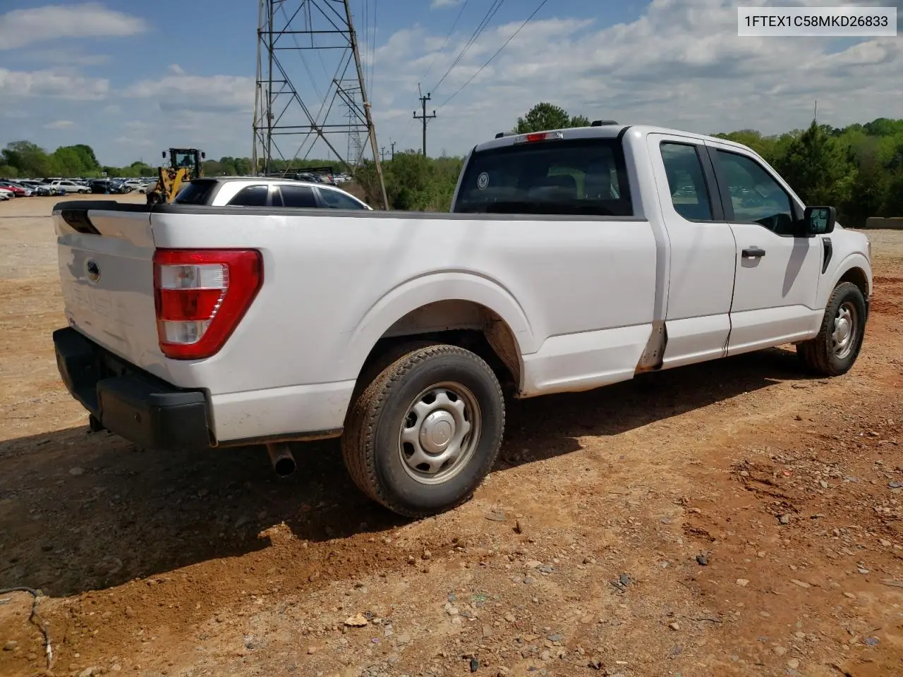 2021 Ford F150 Super Cab VIN: 1FTEX1C58MKD26833 Lot: 51986015